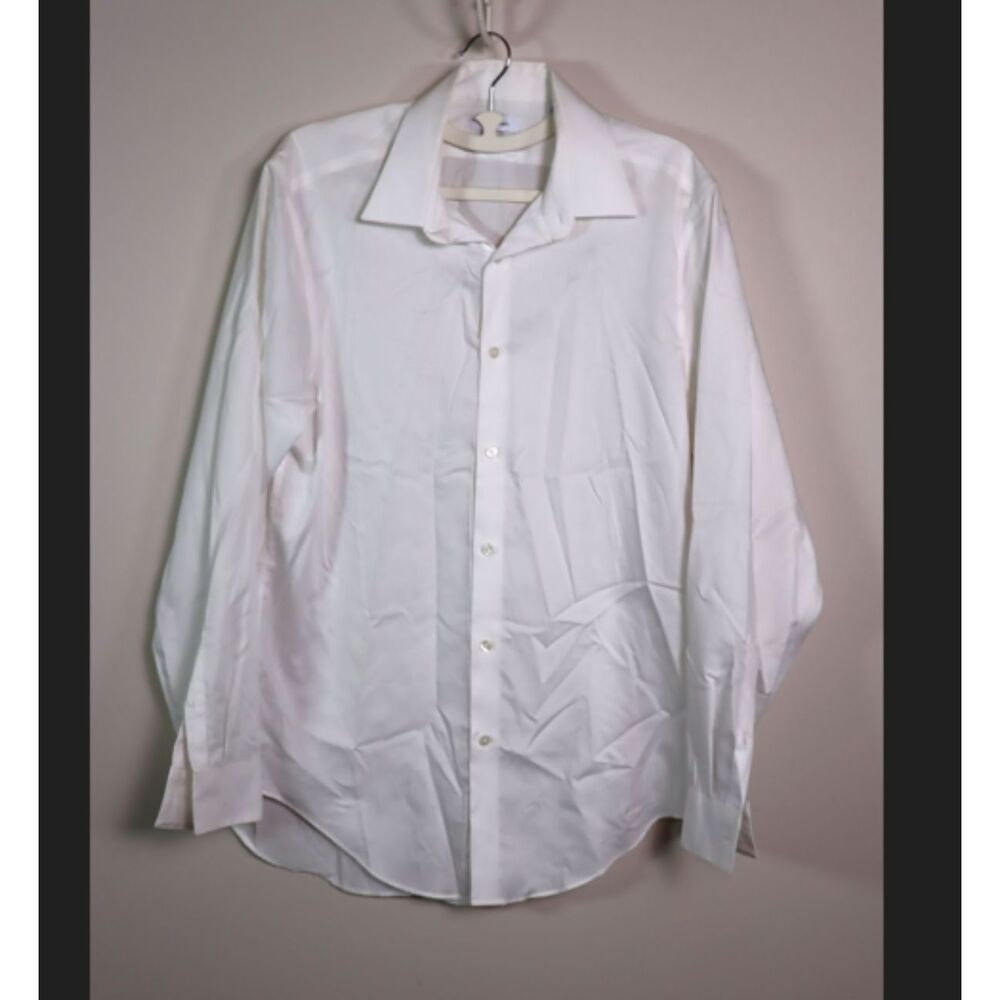 Calvin Klein White Slim Fit Performance Non-Iron Dress Shirt 15.5 32/33